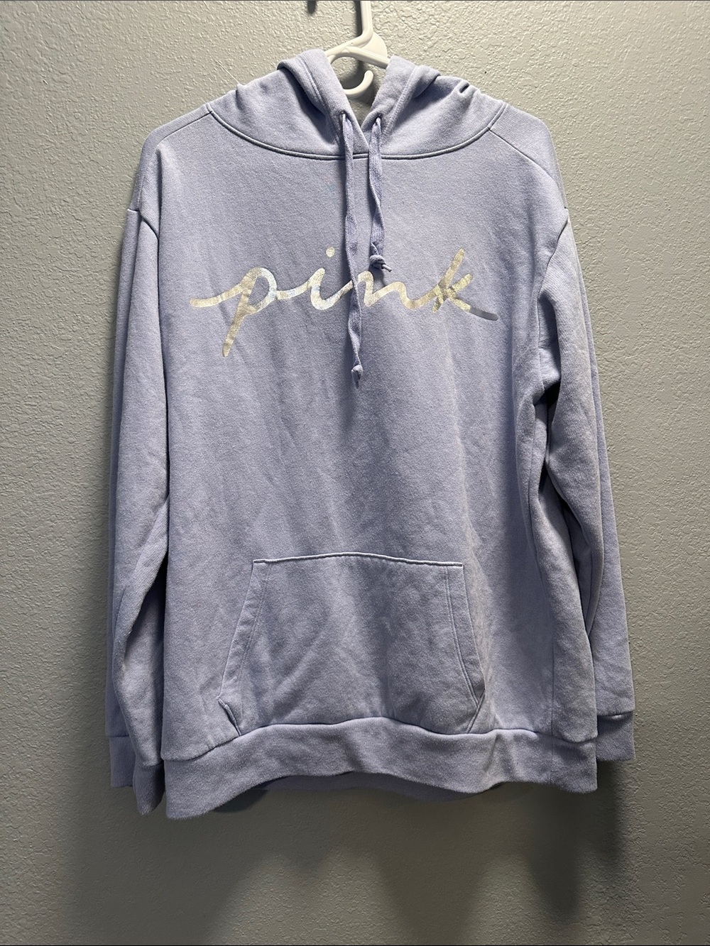 PINK Victoria's Secret Lavender Hoodie with Iridescent Script